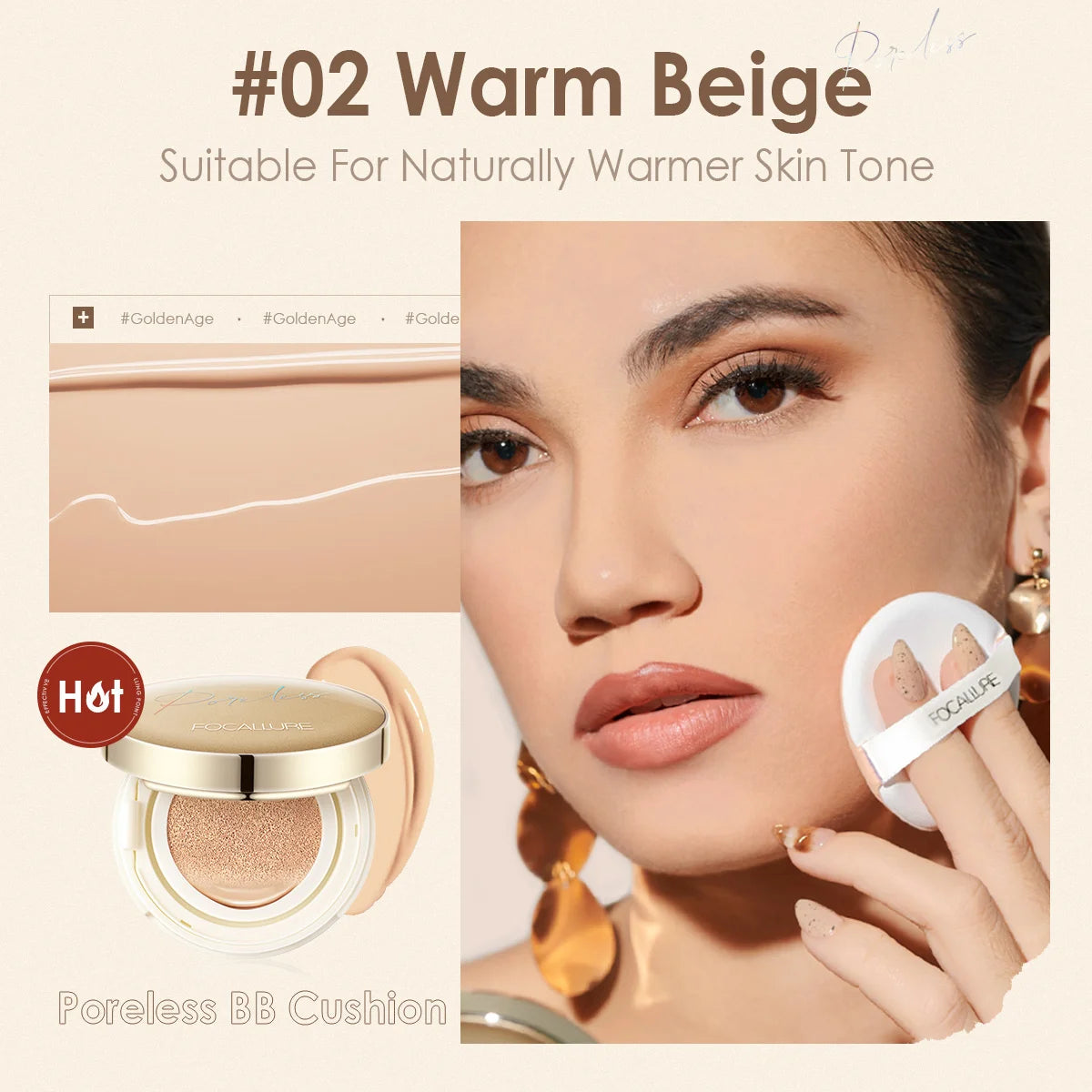 FOCALLURE Air Cushion Foundation – Waterproof Matte Base with Poreless, High‑Coverage Finish