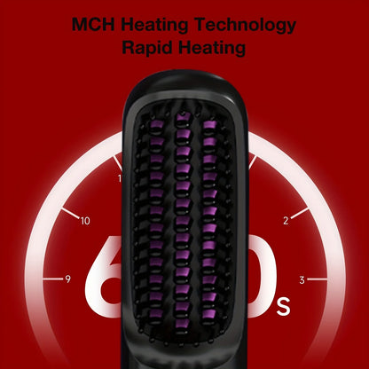 Electric Hair Straightener Brush – Portable, Fast‑Heating, USB‑Rechargeable, Negative Ions Professional Straightening Comb