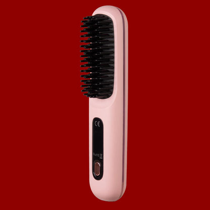 Electric Hair Straightener Brush – Portable, Fast‑Heating, USB‑Rechargeable, Negative Ions Professional Straightening Comb
