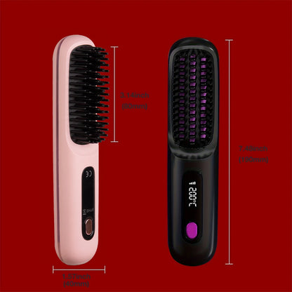 Electric Hair Straightener Brush – Portable, Fast‑Heating, USB‑Rechargeable, Negative Ions Professional Straightening Comb