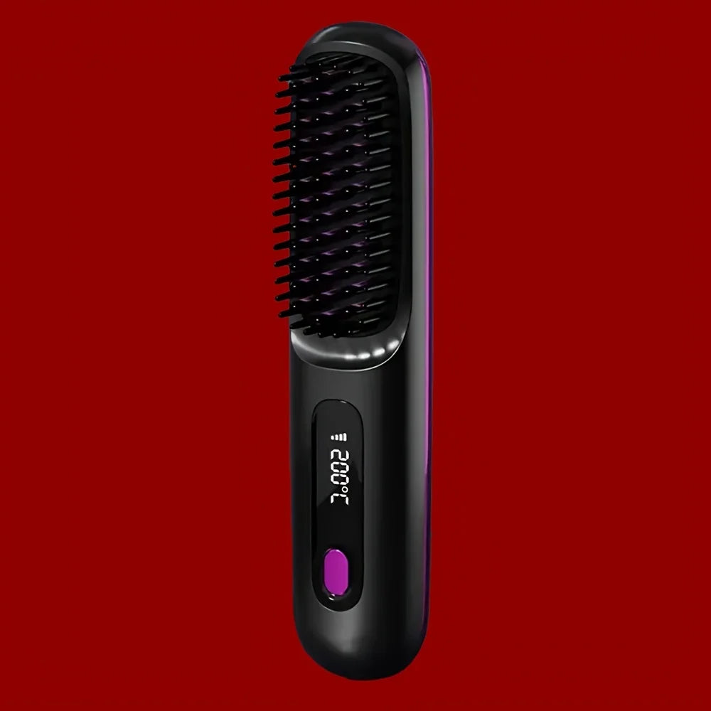 Electric Hair Straightener Brush – Portable, Fast‑Heating, USB‑Rechargeable, Negative Ions Professional Straightening Comb