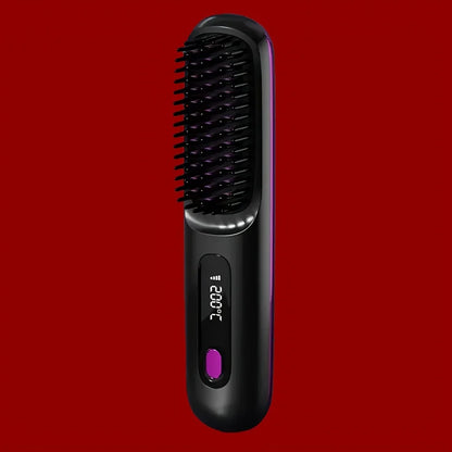 Electric Hair Straightener Brush – Portable, Fast‑Heating, USB‑Rechargeable, Negative Ions Professional Straightening Comb