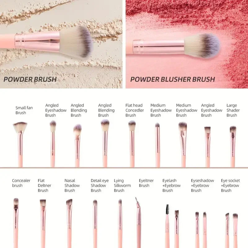 20/40‑Piece Pink Makeup Brush Kit – Complete Soft Brush Set with Beauty Blender, Perfect for Birthday, Christmas & New Year Gifts