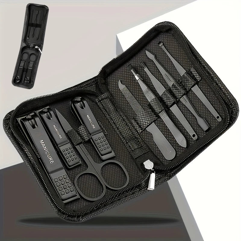 6/9‑Piece Stainless Steel Manicure Set – Portable Grooming Kit with Nail Clippers, Scissors & Files for Perfect Nail Care