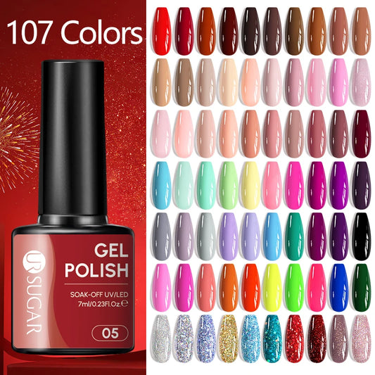 UR SUGAR Fresh Macaron Nail Gel – 7ml Semi‑Permanent UV/LED Polish in 107 Stunning Shades