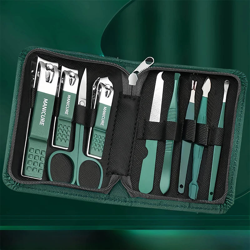 6/9‑Piece Stainless Steel Manicure Set – Portable Grooming Kit with Nail Clippers, Scissors & Files for Perfect Nail Care