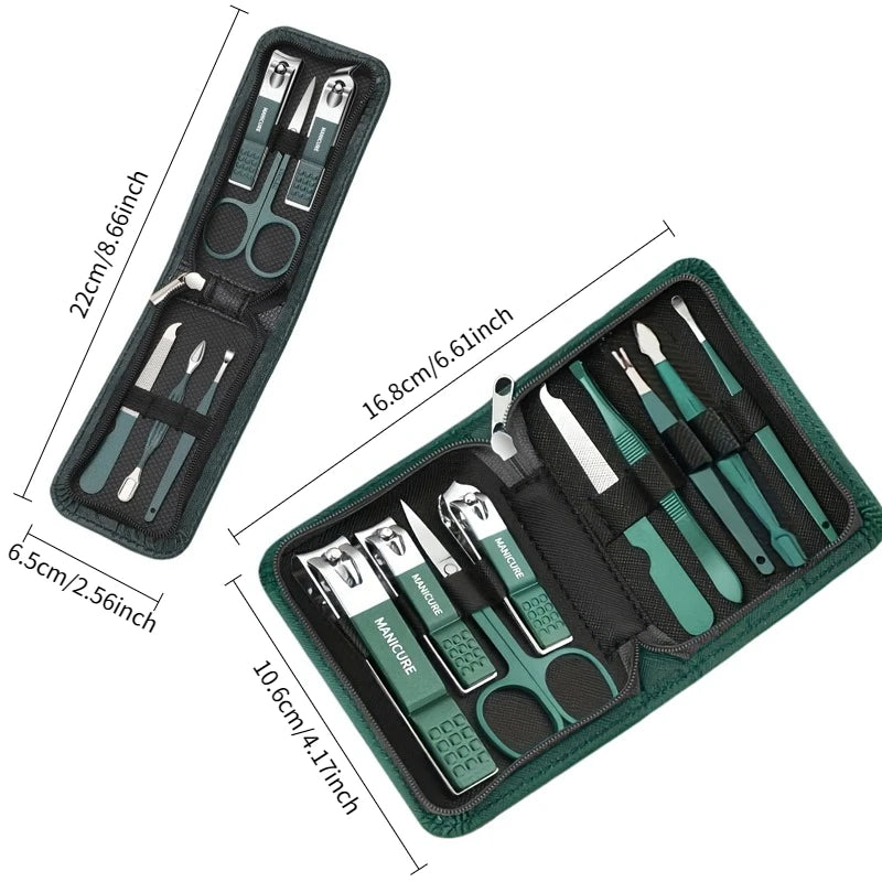 6/9‑Piece Stainless Steel Manicure Set – Portable Grooming Kit with Nail Clippers, Scissors & Files for Perfect Nail Care