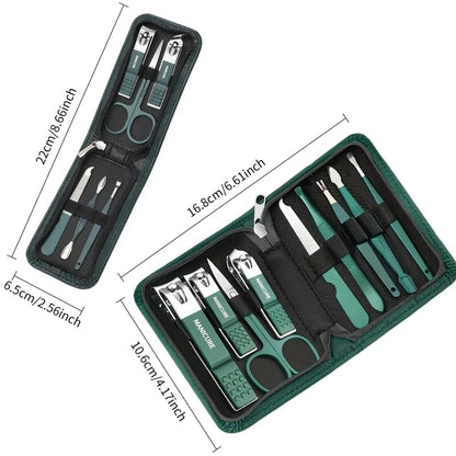 6/9‑Piece Stainless Steel Manicure Set – Portable Grooming Kit with Nail Clippers, Scissors & Files for Perfect Nail Care