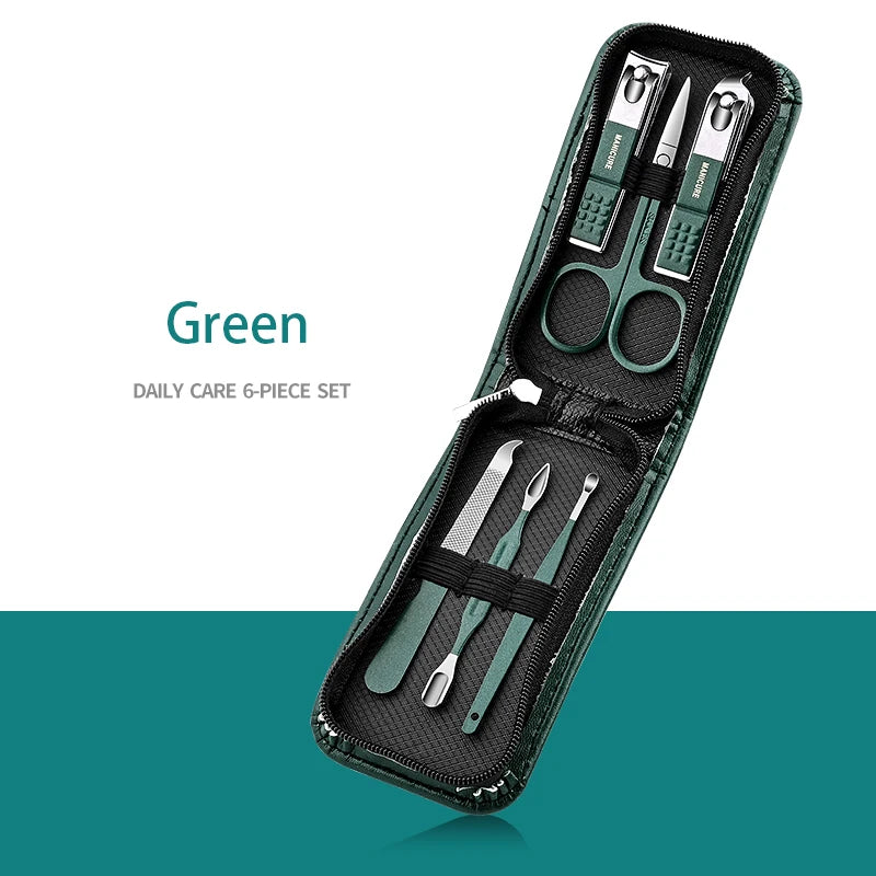 6/9‑Piece Stainless Steel Manicure Set – Portable Grooming Kit with Nail Clippers, Scissors & Files for Perfect Nail Care