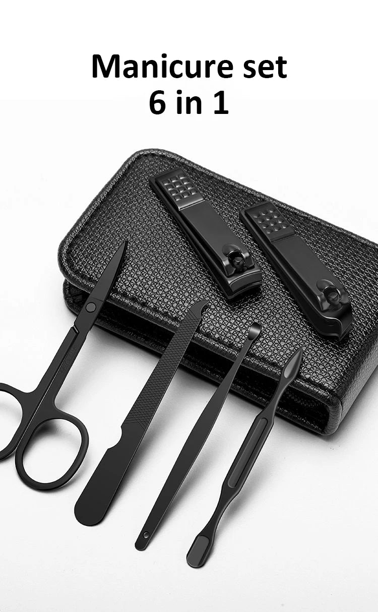 6/9‑Piece Stainless Steel Manicure Set – Portable Grooming Kit with Nail Clippers, Scissors & Files for Perfect Nail Care