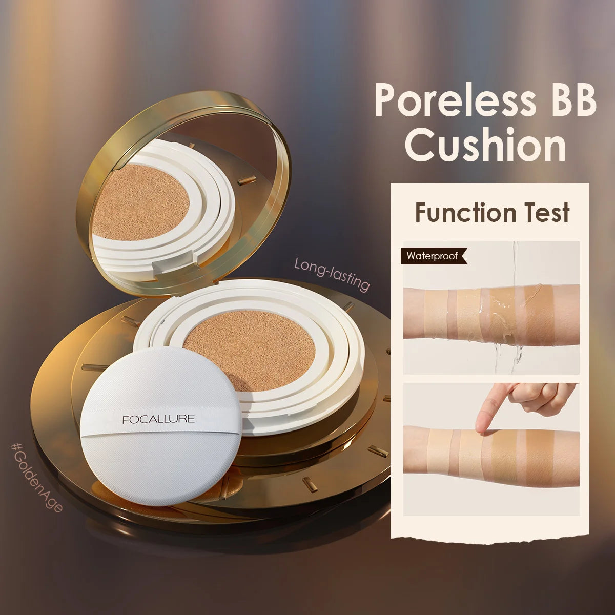 FOCALLURE Air Cushion Foundation – Waterproof Matte Base with Poreless, High‑Coverage Finish