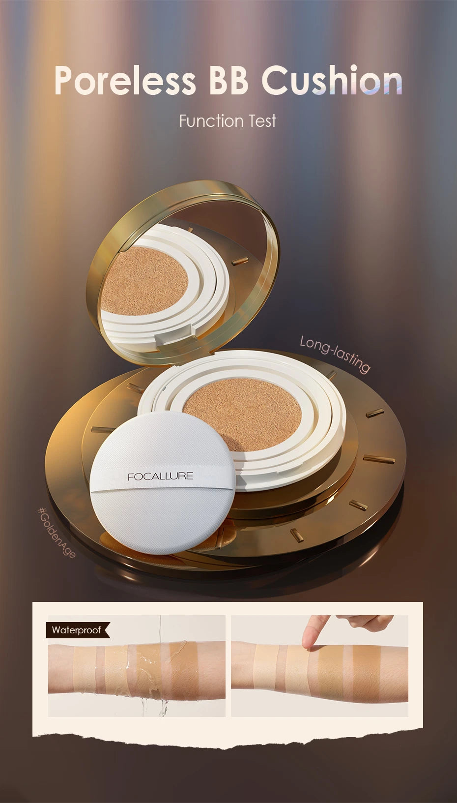 FOCALLURE Air Cushion Foundation – Waterproof Matte Base with Poreless, High‑Coverage Finish