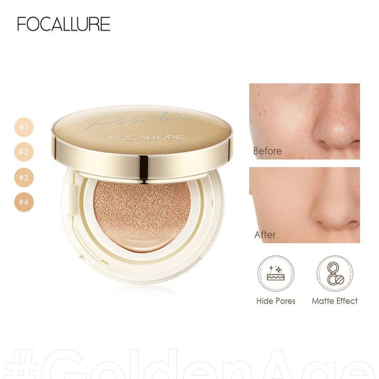 FOCALLURE Air Cushion Foundation – Waterproof Matte Base with Poreless, High‑Coverage Finish