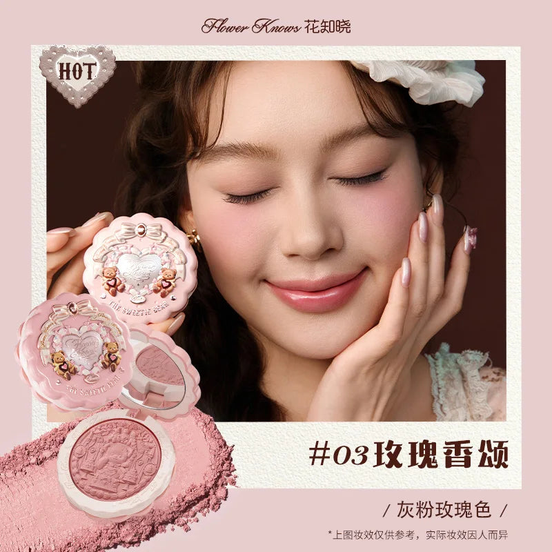 Flower Knows Sweetie Bear Blush – Silk‑Satin Vegan Cheek Powder for a Natural Matte Finish