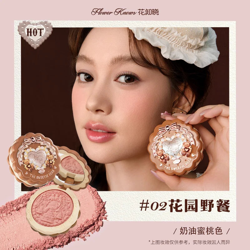 Flower Knows Sweetie Bear Blush – Silk‑Satin Vegan Cheek Powder for a Natural Matte Finish