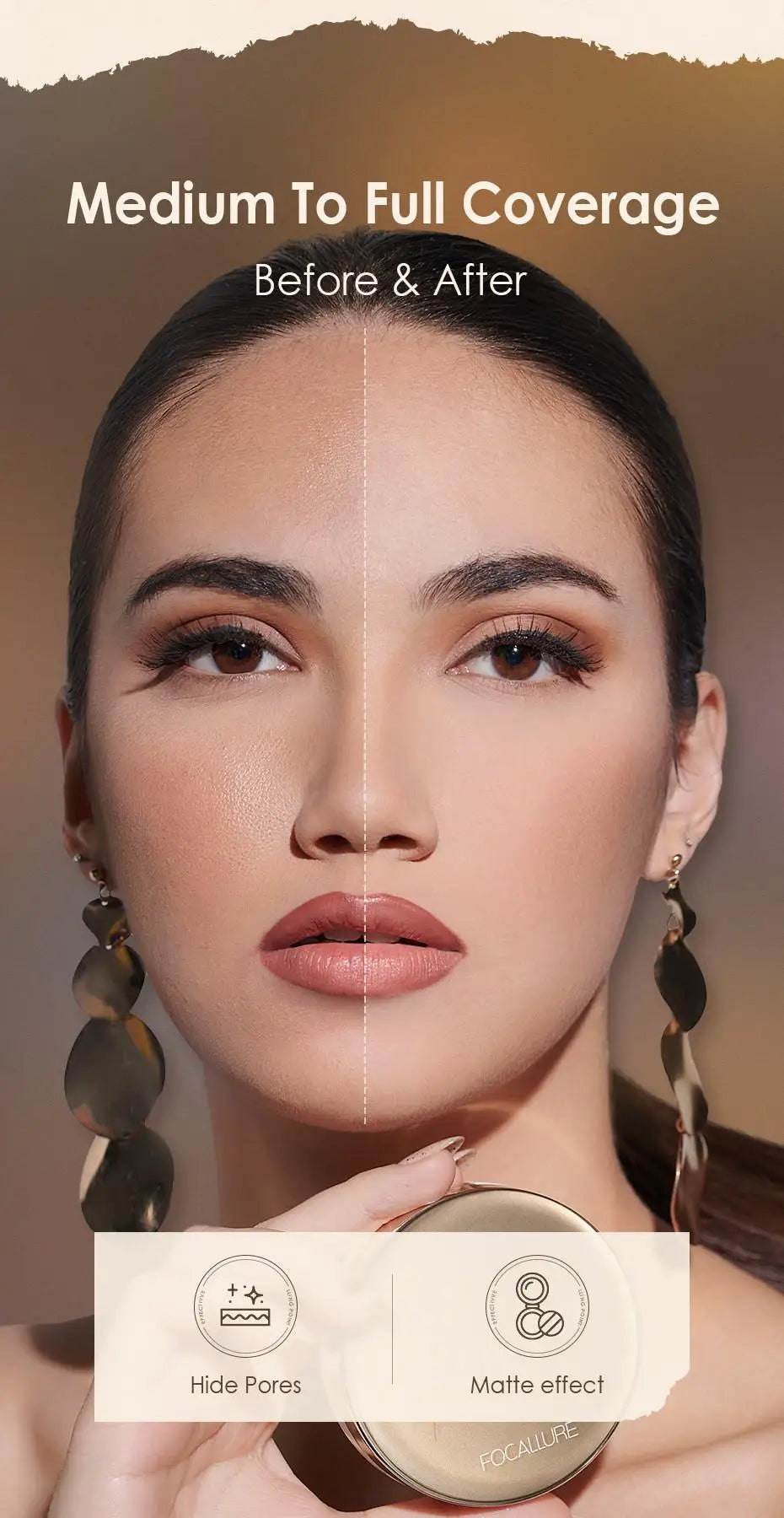FOCALLURE Air Cushion Foundation – Waterproof Matte Base with Poreless, High‑Coverage Finish