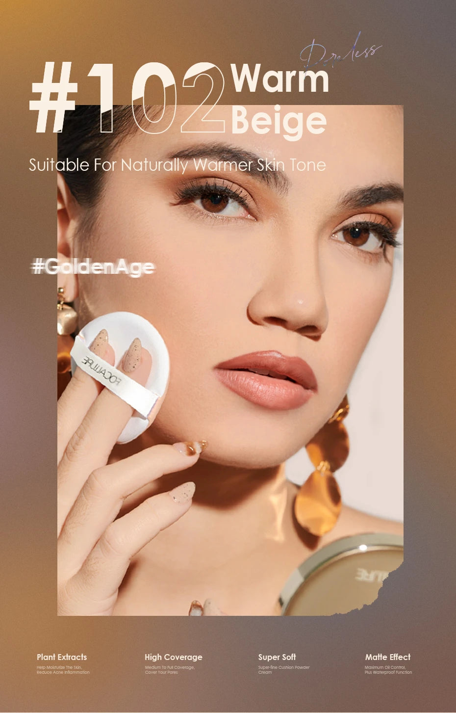 FOCALLURE Air Cushion Foundation – Waterproof Matte Base with Poreless, High‑Coverage Finish