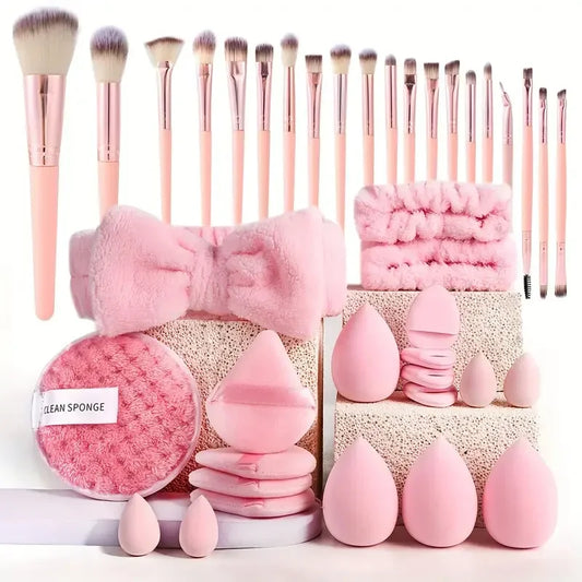 20/40‑Piece Pink Makeup Brush Kit – Complete Soft Brush Set with Beauty Blender, Perfect for Birthday, Christmas & New Year Gifts