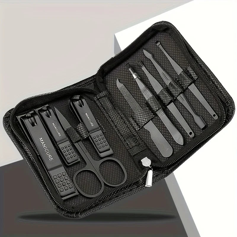 6/9‑Piece Stainless Steel Manicure Set – Portable Grooming Kit with Nail Clippers, Scissors & Files for Perfect Nail Care