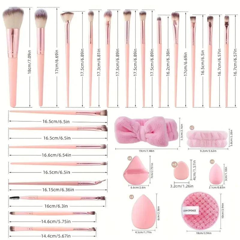 20/40‑Piece Pink Makeup Brush Kit – Complete Soft Brush Set with Beauty Blender, Perfect for Birthday, Christmas & New Year Gifts