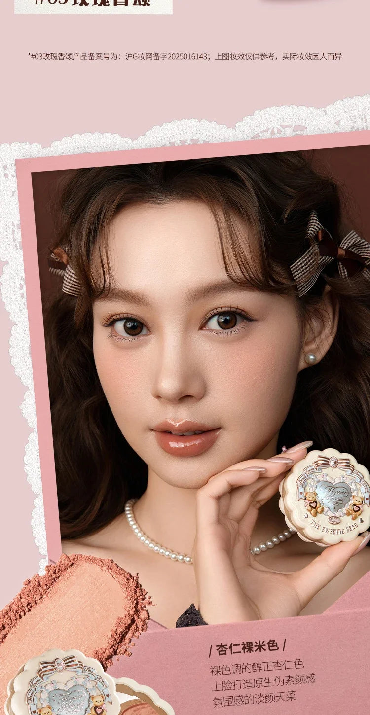 Flower Knows Sweetie Bear Blush – Silk‑Satin Vegan Cheek Powder for a Natural Matte Finish