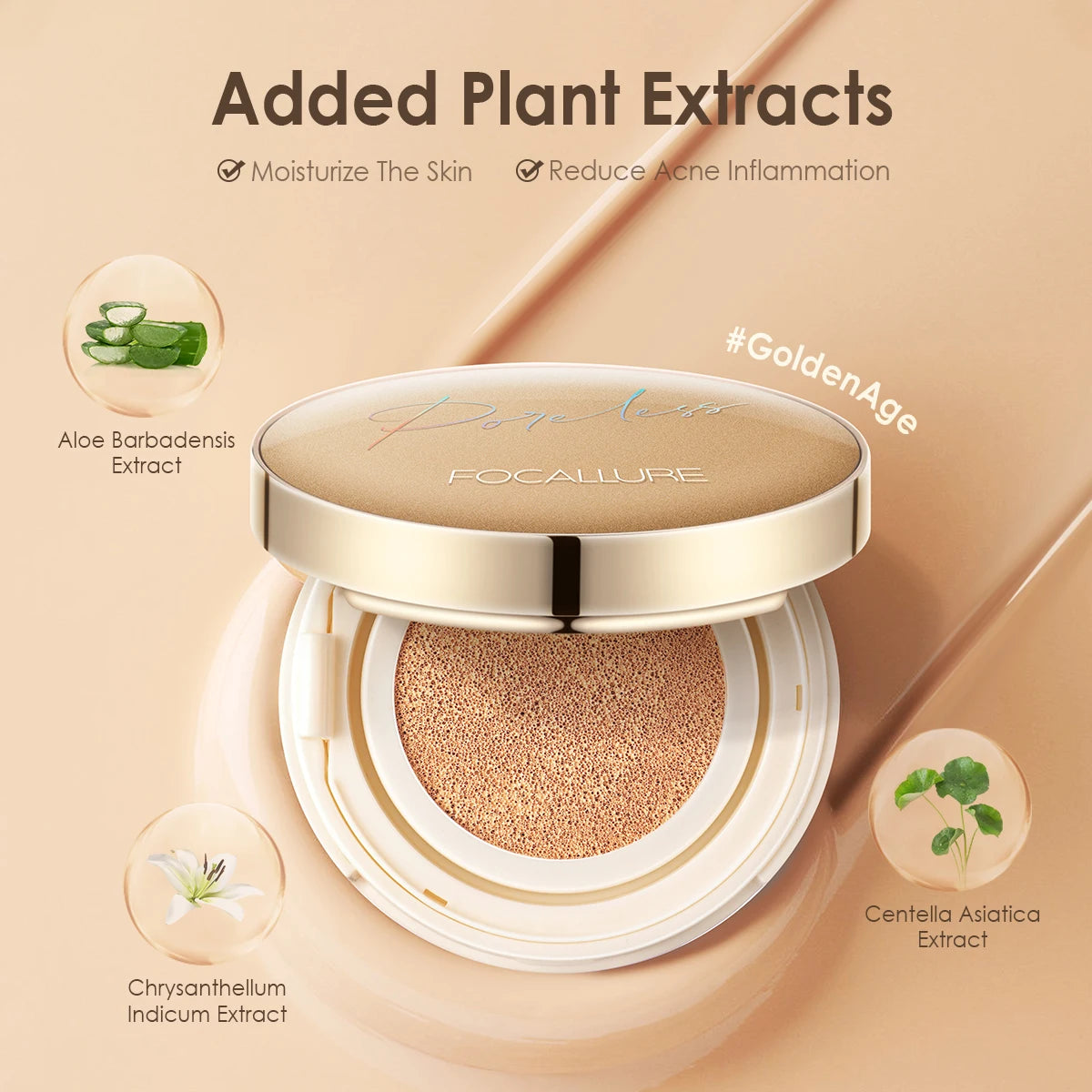 FOCALLURE Air Cushion Foundation – Waterproof Matte Base with Poreless, High‑Coverage Finish