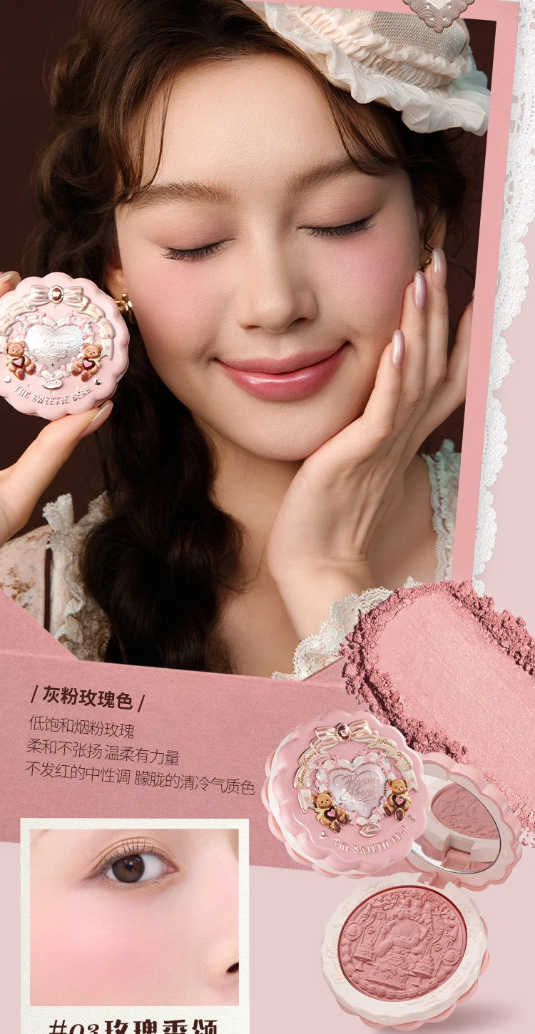 Flower Knows Sweetie Bear Blush – Silk‑Satin Vegan Cheek Powder for a Natural Matte Finish