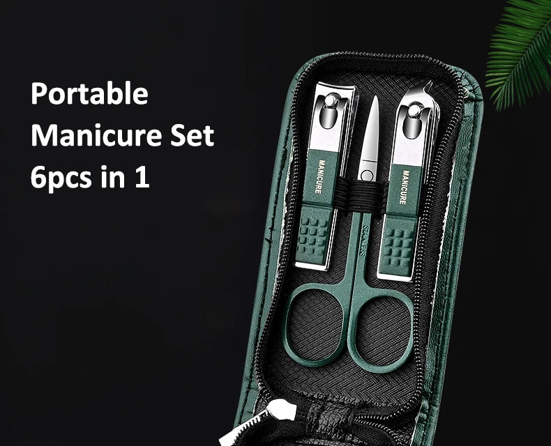 6/9‑Piece Stainless Steel Manicure Set – Portable Grooming Kit with Nail Clippers, Scissors & Files for Perfect Nail Care