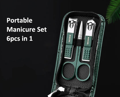 6/9‑Piece Stainless Steel Manicure Set – Portable Grooming Kit with Nail Clippers, Scissors & Files for Perfect Nail Care