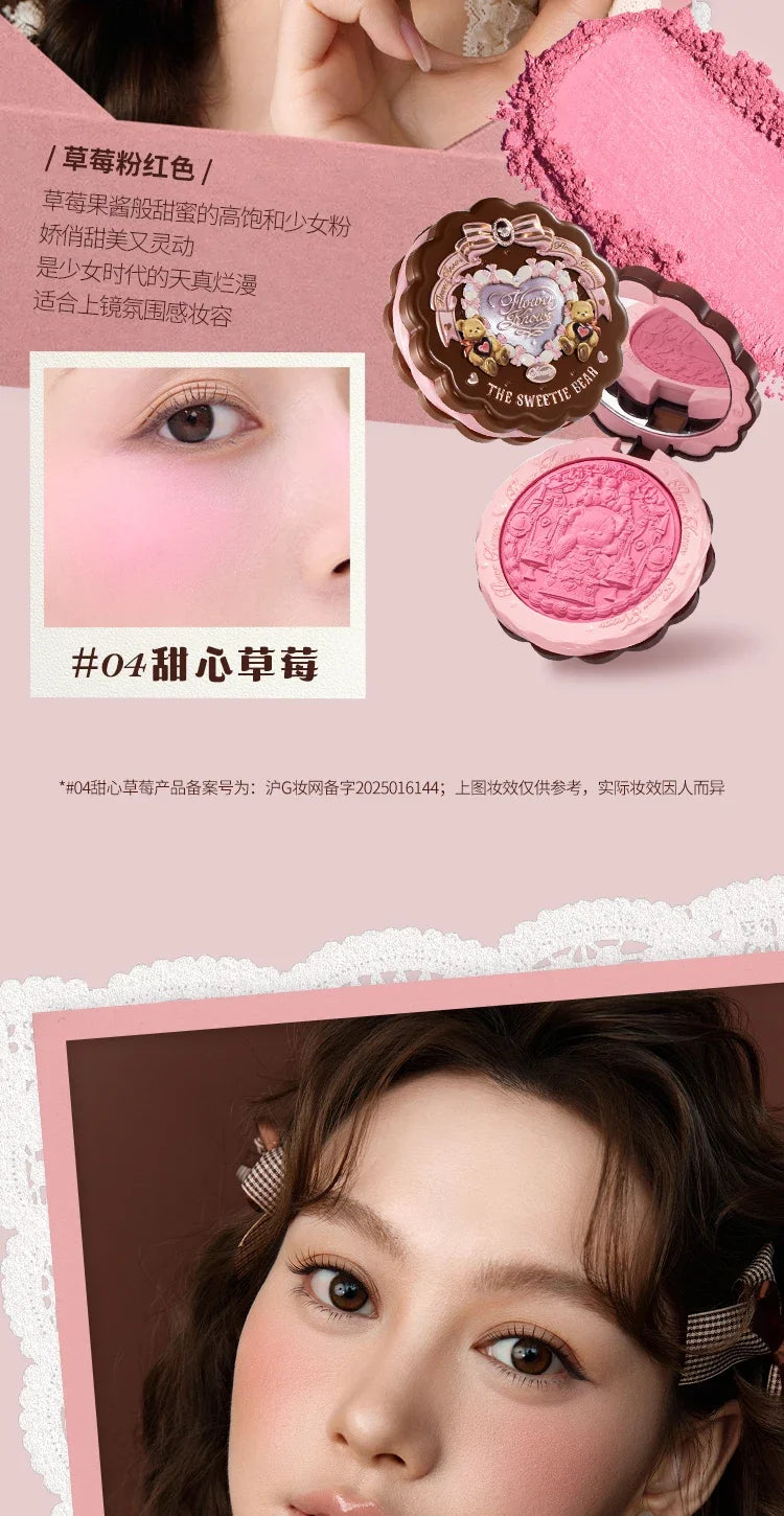 Flower Knows Sweetie Bear Blush – Silk‑Satin Vegan Cheek Powder for a Natural Matte Finish